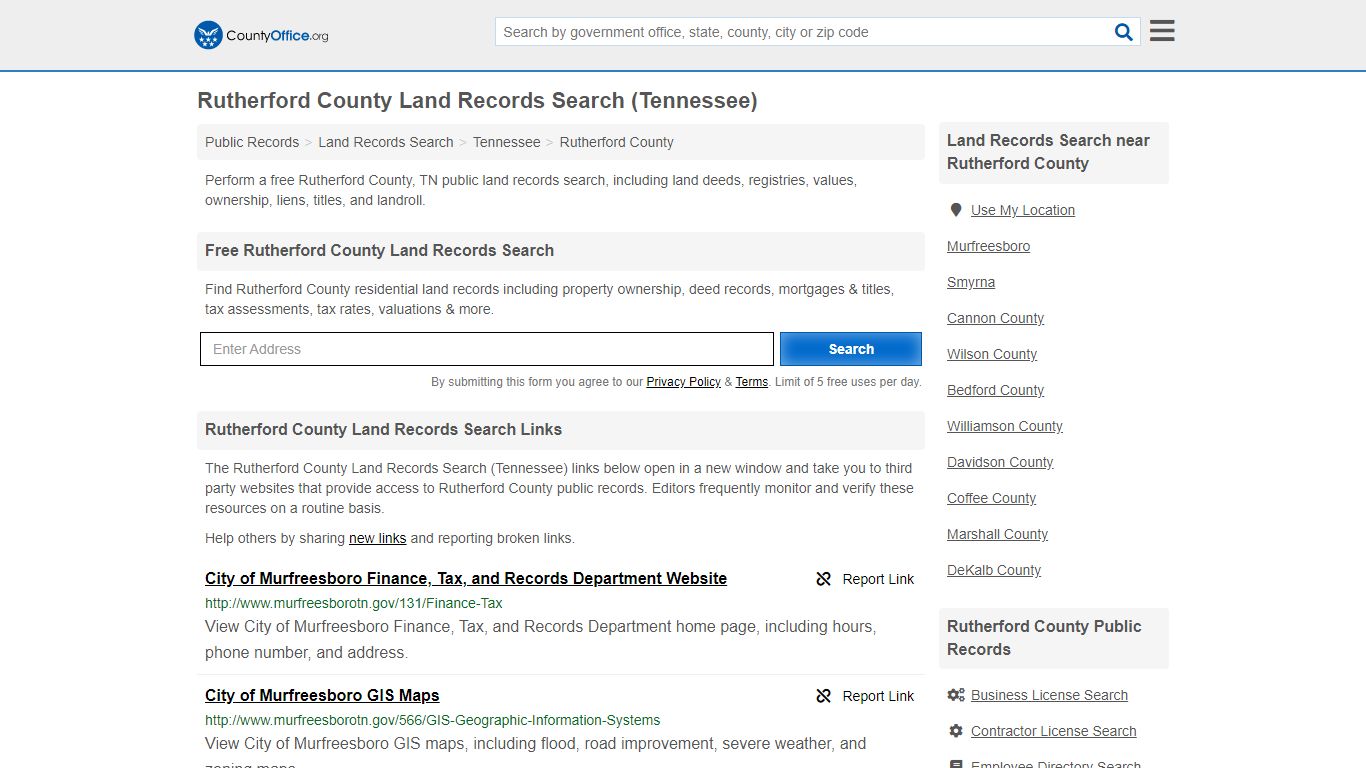 Land Records Search - Rutherford County, TN (Deeds, GIS ...